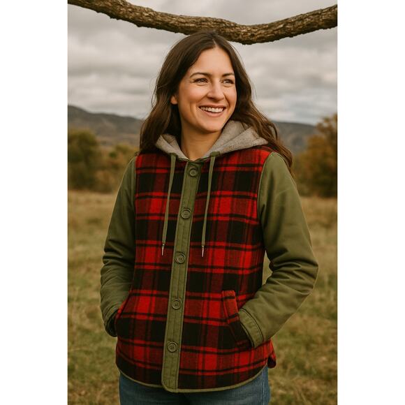 Sundance reversible buffalo plaid and Sherpa jacket - Picture 1 of 10